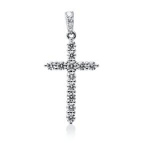 Anhänger Kreuz aus 750 Weißgold 16 Brillanten 1,06ct TW-VSI/SI 33,6x16,5mm