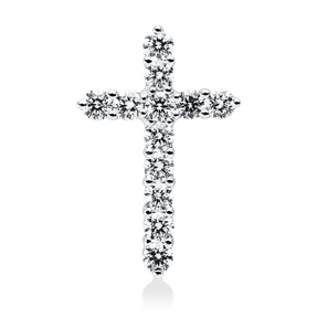 Anhänger Kreuz aus 750 Weißgold 12 Brillanten 0,59ct TW-VSI/SI 19,4x12,5mm