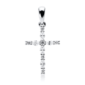 Anhänger Kreuz aus 750 Weißgold 11 Diamanten 0,26ct TW-VSI/SI 23,3x12,1mm