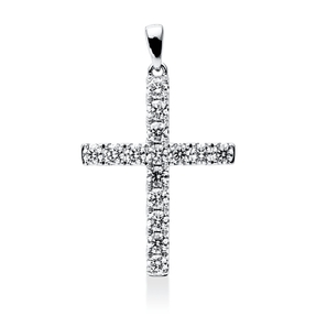 Anhänger Kreuz aus 750 Weißgold 15 Brillanten 1,5ct TW-VSI/SI 35,5x22,3mm