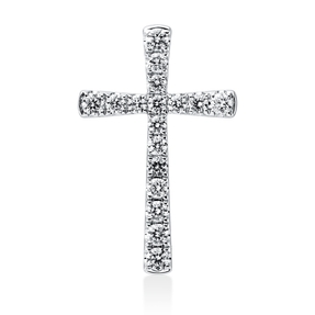 Anhänger Kreuz aus 750 Weißgold 17 Brillanten 0,55ct TW-VSI/SI 25,1x16mm