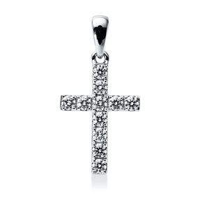 Anhänger Kreuz aus 750 Weißgold 11 Brillanten 0,48ct TW-VSI/SI 24,2x12,7mm