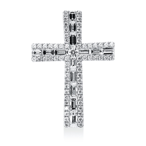 Anhänger Kreuz aus 750 Weißgold 79 Diamanten 1,41ct TW-VSI/SI 28,7x20,3mm