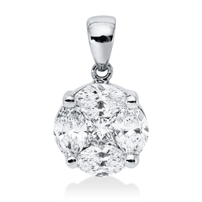 Anhänger aus 750 Gold Weißgold 5 Diamanten 1,27ct TW-SI 14,3x8,6mm mit Öse