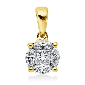 Anhänger aus 750 Gold Gelbgold 5 Diamanten 0,22ct TW-SI 10x5mm mit Öse