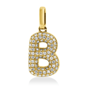 Anhänger Buchstabe B aus 750 Gelbgold 78 Brillanten 0,12ct W-SI 14x6,5mm