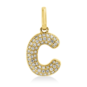 Anhänger Buchstabe C aus 750 Gelbgold 57 Brillanten 0,9ct W-SI 13x6,8mm