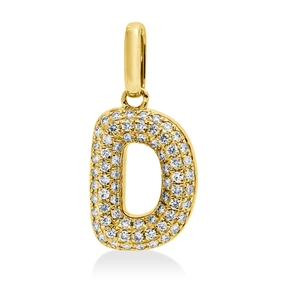 Anhänger Buchstabe D aus 750 Gelbgold 68 Brillanten 0,1ct W-SI 13,5x6,6mm