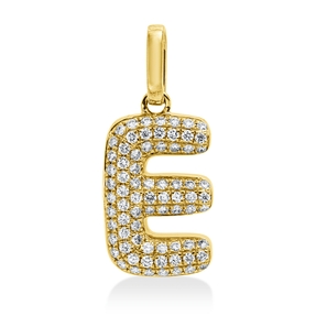 Anhänger Buchstabe E aus 750 Gelbgold 75 Brillanten 0,12ct W-SI 14,4x6,2mm