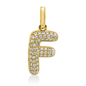 Anhänger Buchstabe F aus 750 Gelbgold 56 Brillanten 0,09ct W-SI 13,5x6mm