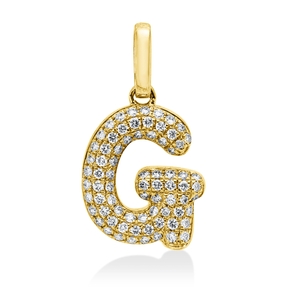 Anhänger Buchstabe G aus 750 Gelbgold 75 Brillanten 0,12ct W-SI 14,3x7,6mm