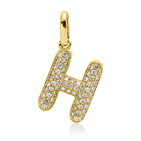 Anhänger Buchstabe H aus 750 Gelbgold 65 Brillanten 0,1ct W-SI 15x10mm