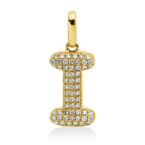 Anhänger Buchstabe I aus 750 Gelbgold 58 Brillanten 0,09ct W-SI 14,5x5,8mm