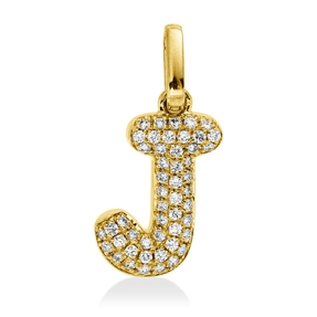 Anhänger Buchstabe J aus 750 Gelbgold 50 Brillanten 0,08ct W-SI 14x6,3mm
