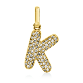 Anhänger Buchstabe K aus 750 Gelbgold 60 Brillanten 0,1ct W-SI 14,5x8,5mm