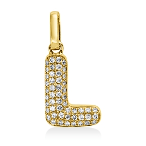 Anhänger Buchstabe L aus 750 Gelbgold 51 Brillanten 0,08ct W-SI 13,5x6,6mm