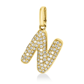 Anhänger Buchstabe N aus 750 Gelbgold 73 Brillanten 0,12ct W-SI 14,5x10mm