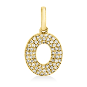 Anhänger Buchstabe O aus 750 Gelbgold 73 Brillanten 0,53ct W-SI 14x7,7mm