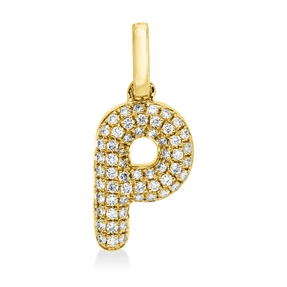Anhänger Buchstabe P aus 750 Gelbgold 58 Brillanten 0,09ct W-SI 13,5x6mm