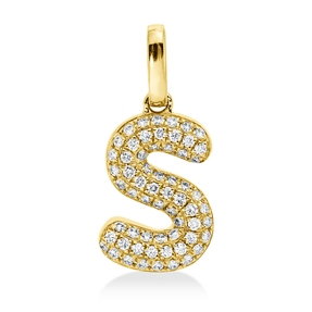 Anhänger Buchstabe S aus 750 Gelbgold 61 Brillanten 0,1ct W-SI 13,5x6,5mm