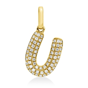 Anhänger Buchstabe U aus 750 Gelbgold 64 Brillanten 0,1ct W-SI 14,5x7,8mm