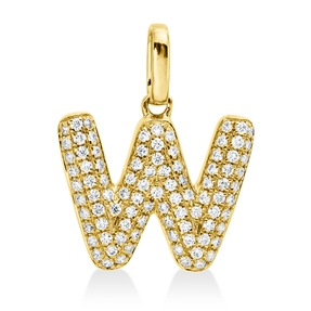 Anhänger Buchstabe W aus 750 Gelbgold 92 Brillanten 0,14ct W-SI 13,5x11,1mm