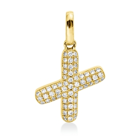 Anhänger Buchstabe X aus 750 Gelbgold 61 Brillanten 0,1ct W-SI 14,8x9mm