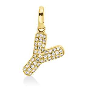 Anhänger Buchstabe Y aus 750 Gelbgold 44 Brillanten 0,47ct W-SI 14,5x8mm