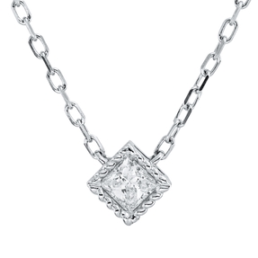 Collier aus 750 Weißgold Diamant Prinzess-Schliff 0,15ct TW-SI L:45,7cm