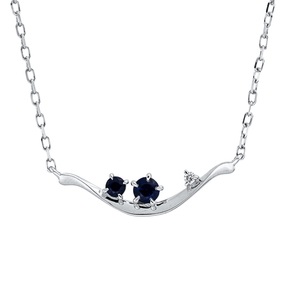 Collier aus 750 Weißgold 2 Saphire 0,19ct blau Brillant 0,01ct TW-PI L:45,7cm