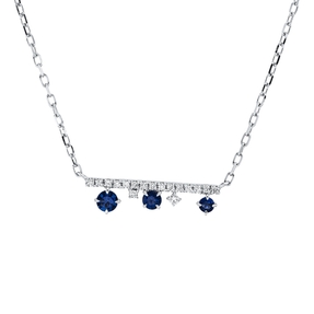 Collier aus 750 Weißgold 3 Saphire 0,18ct blau 17 Brillanten 0,06ct TW-PI L:45,7cm