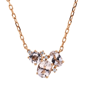 Collier aus 750 Rotgold 3 Morganite 0,62ct 4 Brillanten 0,02ct TW-PI L:45,7cm