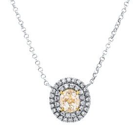 Collier aus 750 Gold gelb/weiß 43 Diamanten 0,66ct L:43cm 4er-Krappe
