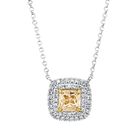 Collier aus 750 Gold gelb/weiß 51 Diamanten 0,85ct L:43cm 4er-Krappe