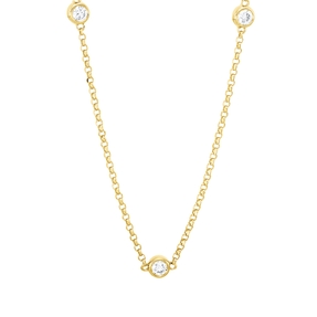 Collier aus 750 Gold Gelbgold 9 Brillanten 0,37ct TW-SI L:43cm