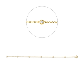 Armband aus 750 Gold Gelbgold 5 Brillanten 0,15ct TW-SI B:2,8mm L:17,5cm Zarge
