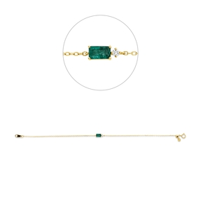 Armband aus 750 Gelbgold Smaragd 0,29ct grün Brillant 0,02ct TW-PI B:3,2mm L:17cm