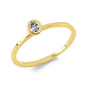 Solitaire Ring aus 750 Gelbgold Diamant Oval-Schliff 0,12ct TW-SI B:4,9mm Zarge