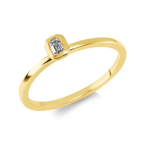 Ring aus 750 Gold Gelbgold Diamant Smaragd-Schliff 0,09ct TW-SI B:4,3mm Zarge