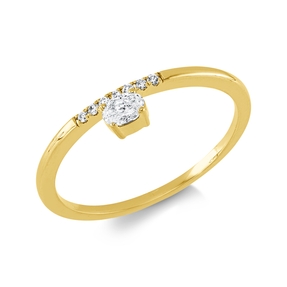 Ring aus 750 Gold Gelbgold 8 Diamanten 0,16ct TW-SI B:4mm