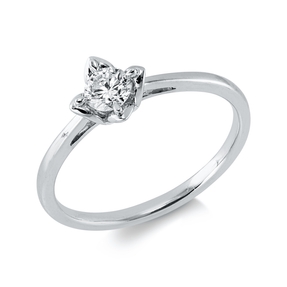 Solitaire Ring aus 750 Gold Weißgold Brillant 0,27ct TW-SI B:7mm 4er-Krappe