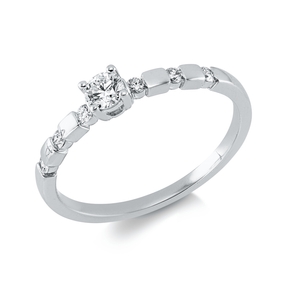 Ring aus 750 Weißgold 6 Brillanten 0,1ct TW-SI 1 Brillant 0,16ct TW-SI B:3,5mm