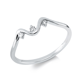 Ring in 750 white gold with 3 brilliant-cut diamonds 0.06 ct TW-SI, width: 4.6 mm