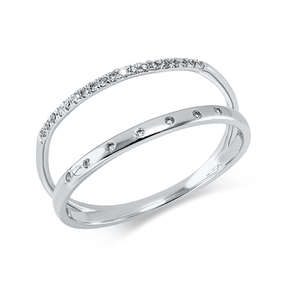 Ring aus 750 Gold Weißgold 26 Brillanten 0,1ct TW-SI B:7,4mm