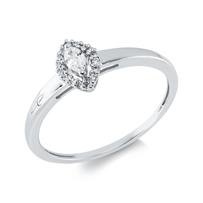 Ring aus 750 Gold Weißgold 17 Diamanten 0,14ct TW-SI B:7,5mm 2er-Krappe