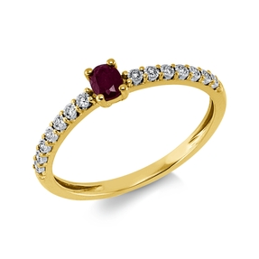 Ring aus 750 Gold gelb/weiß Rubin 0,27ct rot 14 Brillanten 0,05ct TW-SI B:4mm