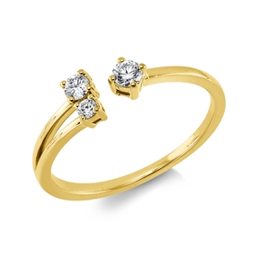 Ring in 750 yellow gold with 3 diamonds 0.17 ct TW-SI, width: 5 mm
