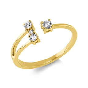 Ring aus 750 Gold Gelbgold 4 Diamanten 0,18ct TW-SI B:6,8mm