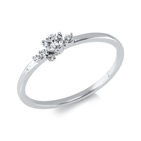 Ring aus 750 Gold Weißgold 5 Diamanten 0,15ct TW-SI B:3,8mm