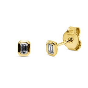 Ohrstecker aus 750 Gelbgold 2 Diamanten Smaragd-Schliff 0,18ct TW-SI 4,3x3,5mm Ohrstecker aus 750 Gelbgold 2 Diamanten Smaragd-Schliff 0,18ct TW-SI 4,3x3,5mm